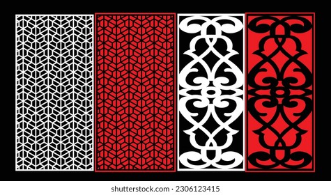 Paneles de pared decorativos conjunto de diseño de Jali patrón CNC, patrón de corte láser, corte CNCcut del router.Panel decorativo de corte láser Jali con patrón de encaje.