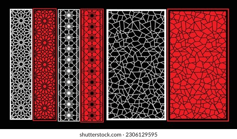 Paneles de pared decorativos conjunto de diseño de Jali patrón CNC, patrón de corte láser, corte CNCcut del router.Panel decorativo de corte láser Jali con patrón de encaje.