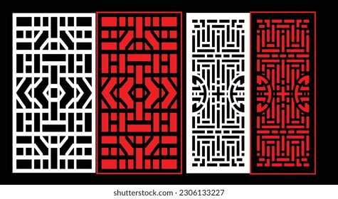Paneles de pared decorativos conjunto de diseño de Jali patrón CNC, patrón de corte láser, corte CNCcut del router.Panel decorativo de corte láser Jali con patrón de encaje.