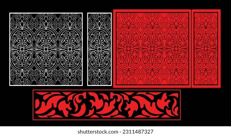 Paneles de pared decorativos conjunto de diseño de Jali patrón CNC, patrón de corte láser, corte CNCcut del router.Panel decorativo de corte láser Jali con patrón de encaje.