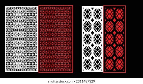 Paneles de pared decorativos conjunto de diseño de Jali patrón CNC, patrón de corte láser, corte CNCcut del router.Panel decorativo de corte láser Jali con patrón de encaje.