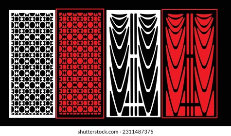 Paneles de pared decorativos conjunto de diseño de Jali patrón CNC, patrón de corte láser, corte CNCcut del router.Panel decorativo de corte láser Jali con patrón de encaje.