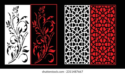 Paneles de pared decorativos conjunto de diseño de Jali patrón CNC, patrón de corte láser, corte CNCcut del router.Panel decorativo de corte láser Jali con patrón de encaje.