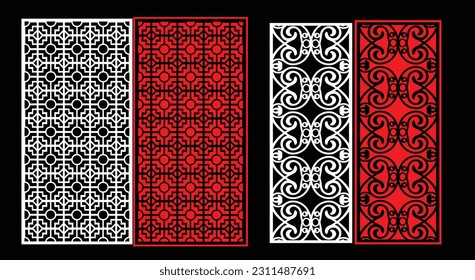Paneles de pared decorativos conjunto de diseño de Jali patrón CNC, patrón de corte láser, corte CNCcut del router.Panel decorativo de corte láser Jali con patrón de encaje.