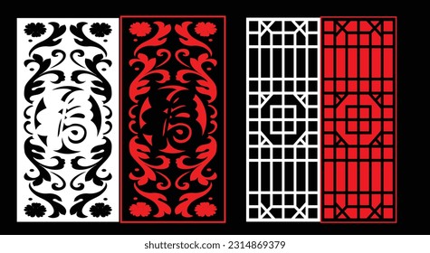 Paneles de pared decorativos conjunto de diseño de Jali patrón CNC, patrón de corte láser, corte CNCcut del router.Panel decorativo de corte láser Jali con patrón de encaje.