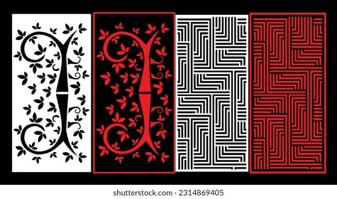 Paneles de pared decorativos conjunto de diseño de Jali patrón CNC, patrón de corte láser, corte CNCcut del router.Panel decorativo de corte láser Jali con patrón de encaje.