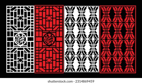 Paneles de pared decorativos conjunto de diseño de Jali patrón CNC, patrón de corte láser, corte CNCcut del router.Panel decorativo de corte láser Jali con patrón de encaje.