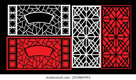 Decorative wall panels set Jali design CNC pattern, laser cutting pattern, router CNCcutting.Jali Laser cut decorative panel set with lace pattern.