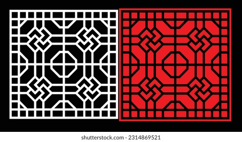 Decorative wall panels set Jali design CNC pattern, laser cutting pattern, router CNCcutting.Jali Laser cut decorative panel set with lace pattern.