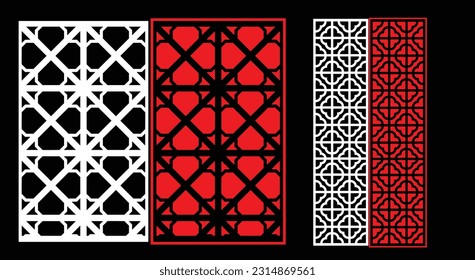 Paneles de pared decorativos conjunto de diseño de Jali patrón CNC, patrón de corte láser, corte CNCcut del router.Panel decorativo de corte láser Jali con patrón de encaje.