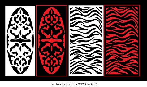 Decorative wall panels set Jali design CNC pattern, laser cutting pattern, router CNCcutting.Jali Laser cut decorative panel set with lace pattern.