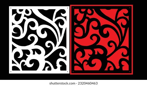 Decorative wall panels set Jali design CNC pattern, laser cutting pattern, router CNCcutting.Jali Laser cut decorative panel set with lace pattern.