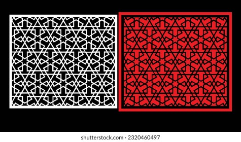 Decorative wall panels set Jali design CNC pattern, laser cutting pattern, router CNCcutting.Jali Laser cut decorative panel set with lace pattern.