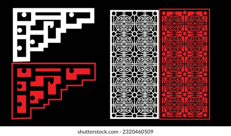Paneles de pared decorativos conjunto de diseño de Jali patrón CNC, patrón de corte láser, corte CNCcut del router.Panel decorativo de corte láser Jali con patrón de encaje.
