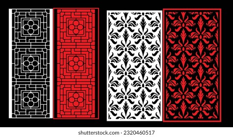 Paneles de pared decorativos conjunto de diseño de Jali patrón CNC, patrón de corte láser, corte CNCcut del router.Panel decorativo de corte láser Jali con patrón de encaje.
