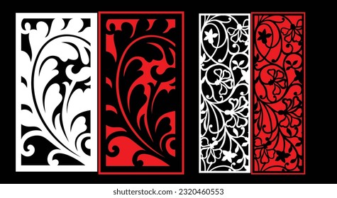 Decorative wall panels set Jali design CNC pattern, laser cutting pattern, router CNCcutting.Jali Laser cut decorative panel set with lace pattern.