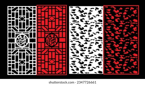 Decorative wall panels set Jali design CNC pattern, laser cutting pattern, router CNCcutting.Jali Laser cut decorative panel set with lace pattern.