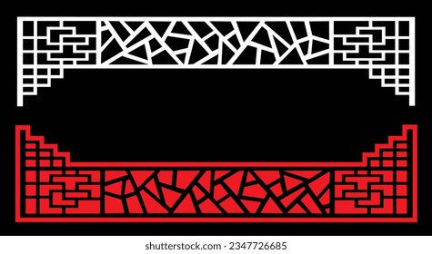 Decorative wall panels set Jali design CNC pattern, laser cutting pattern, router CNCcutting.Jali Laser cut decorative panel set with lace pattern.