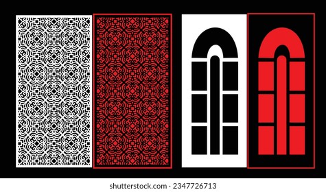 Paneles de pared decorativos conjunto de diseño de Jali patrón CNC, patrón de corte láser, corte CNCcut del router.Panel decorativo de corte láser Jali con patrón de encaje.