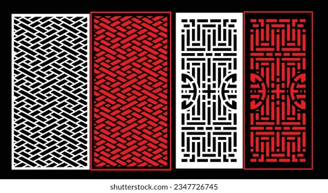 Paneles de pared decorativos conjunto de diseño de Jali patrón CNC, patrón de corte láser, corte CNCcut del router.Panel decorativo de corte láser Jali con patrón de encaje.