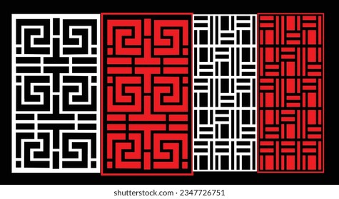 Paneles de pared decorativos conjunto de diseño de Jali patrón CNC, patrón de corte láser, corte CNCcut del router.Panel decorativo de corte láser Jali con patrón de encaje.