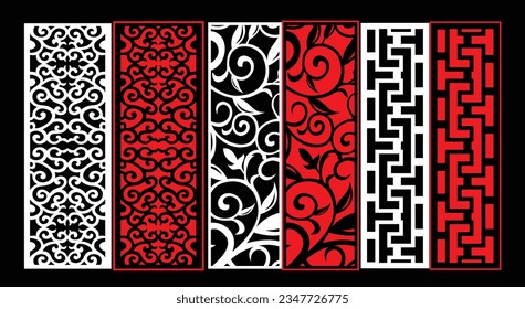 Paneles de pared decorativos conjunto de diseño de Jali patrón CNC, patrón de corte láser, corte CNCcut del router.Panel decorativo de corte láser Jali con patrón de encaje.