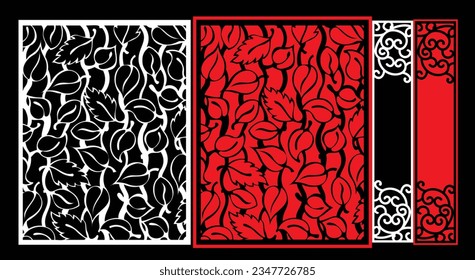 Decorative wall panels set Jali design CNC pattern, laser cutting pattern, router CNCcutting.Jali Laser cut decorative panel set with lace pattern.