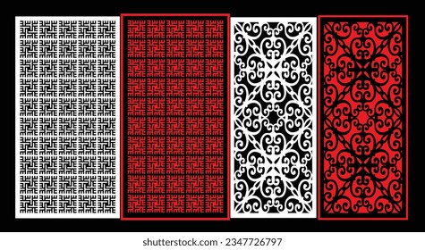 Paneles de pared decorativos conjunto de diseño de Jali patrón CNC, patrón de corte láser, corte CNCcut del router.Panel decorativo de corte láser Jali con patrón de encaje.
