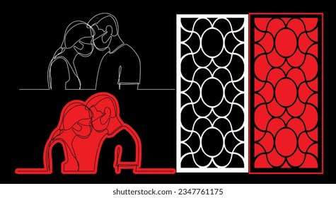 Decorative wall panels set Jali design CNC pattern,laser cutting pattern,router CNC cutting.Jali Laser cut decorative panel set with lace pattern.cut