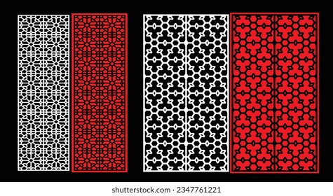 Decorative wall panels set Jali design CNC pattern,laser cutting pattern,router CNC cutting.Jali Laser cut decorative panel set with lace pattern.cut