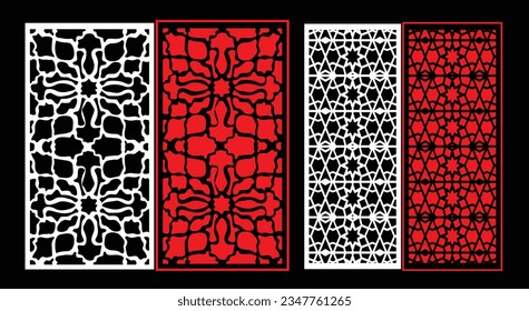 Decorative wall panels set Jali design CNC pattern,laser cutting pattern,router CNC cutting.Jali Laser cut decorative panel set with lace pattern.cut