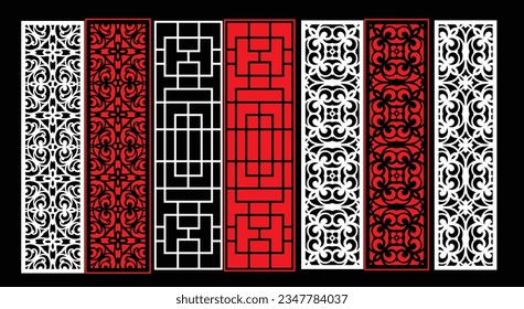 Decorative wall panels set Jali design CNC pattern,laser cutting pattern,router CNCcutting.Jali Laser cut decorative panel set with lace pattern.