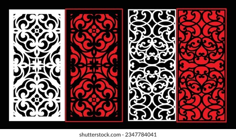 Decorative wall panels set Jali design CNC pattern,laser cutting pattern,router CNCcutting.Jali Laser cut decorative panel set with lace pattern.