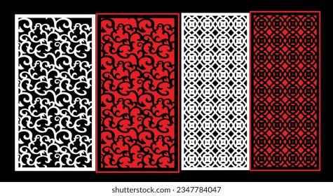 Decorative wall panels set Jali design CNC pattern,laser cutting pattern,router CNCcutting.Jali Laser cut decorative panel set with lace pattern.