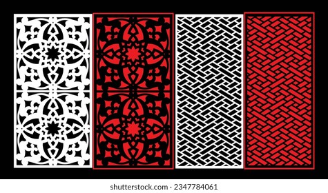 Decorative wall panels set Jali design CNC pattern,laser cutting pattern,router CNCcutting.Jali Laser cut decorative panel set with lace pattern.