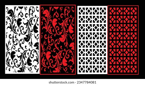 Decorative wall panels set Jali design CNC pattern,laser cutting pattern,router CNCcutting.Jali Laser cut decorative panel set with lace pattern.