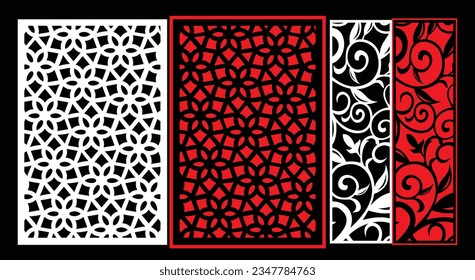 Decorative wall panels set Jali design CNC pattern,laser cutting pattern,router CNCcutting.Jali Laser cut decorative panel set with lace pattern.