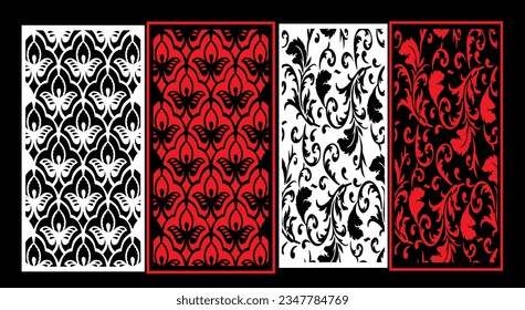 Decorative wall panels set Jali design CNC pattern,laser cutting pattern,router CNCcutting.Jali Laser cut decorative panel set with lace pattern.