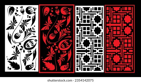 Paneles de pared decorativos conjunto de diseño Jali patrón CNC, patrón de corte láser, corte CNC del router.