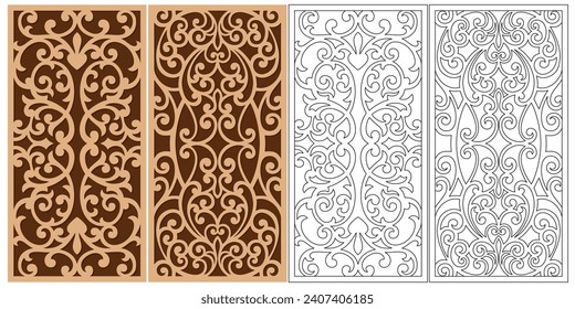 Decorative wall panels set Jali design CNC pattern, laser cutting pattern, router CNC cutting Jali Laser cut decorative panel set with lace pattern
