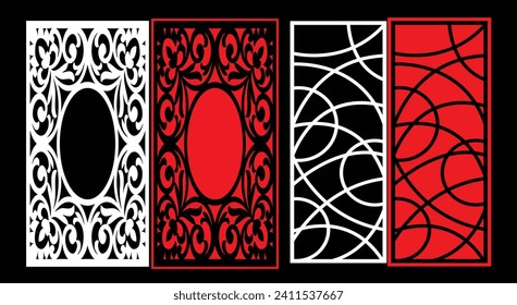 Decorative wall panels set Jali design CNC pattern, laser cutting pattern, router CNCcutting.Jali Laser cut decorative panel set