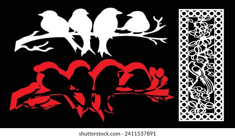 Decorative wall panels set Jali design CNC pattern, laser cutting pattern, router CNCcutting.Jali Laser cut decorative panel set
