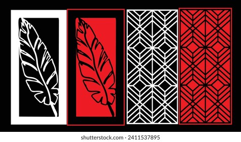 Decorative wall panels set Jali design CNC pattern, laser cutting pattern, router CNCcutting.Jali Laser cut decorative panel set