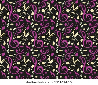 Decorative wallpaper background pattern of music notes vector graphic