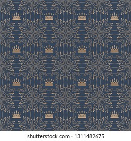 Decorative wallpaper background pattern in retro style seamless pattern for your design.