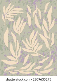 Decorative wallpaper with branches in gray tone. Delicate, light-toned pattern with botanical elements. Nature-inspired poster for accent wall. Wall decor and mural for nursery. Twigs background.