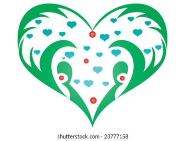 Decorative wallpaper design in heart shape