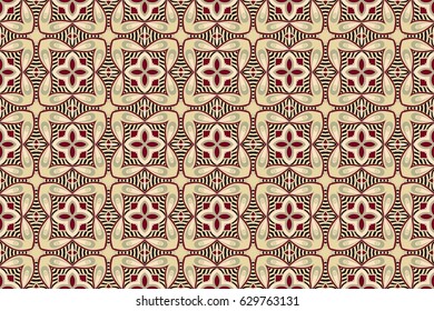Decorative wallpaper design in shape red, orange abstract tiles on light background