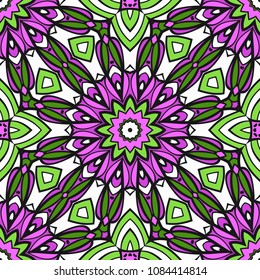 Decorative wallpaper for interior design. Modern geometric floral ornament. Seamless vector illustration