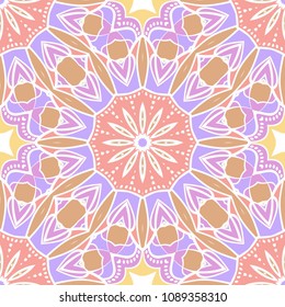 Decorative wallpaper for interior design. Modern geometric floral ornament. Seamless vector illustration
